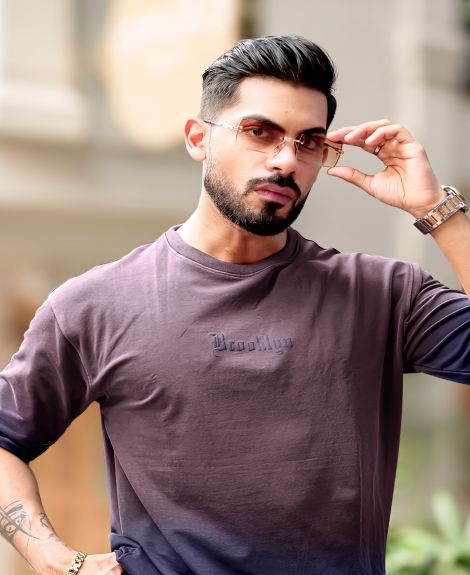 Maniac Mens Tie & Dye Round Neck 3/4th Sleeve Onion Cotton T-Shirt