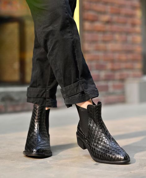 SHOETOPIA,Women Checked Ankle-Length Boots