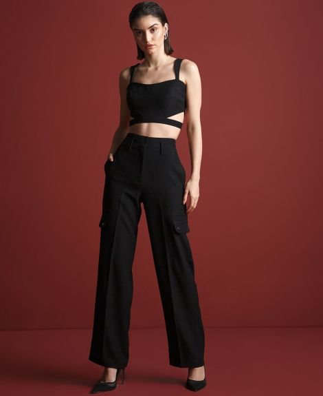 THE DAPPER LADY, Flared Pants With Two Side Pockets