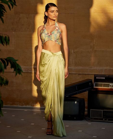 AMROOD, Pleated Wrap Skirt