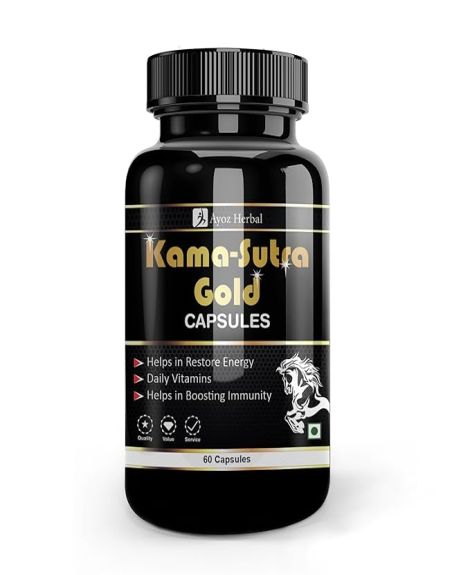 Ayoz Herbal KamaSutra Gold– Ayurvedic Supplement with Shilajit, Ashwagandha, Safed Musli & Kaunch Beej for Stamina, Energy, Vitality & Immune Support – 60 Capsules