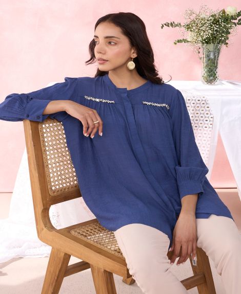 NAVY CANVA SHIRT