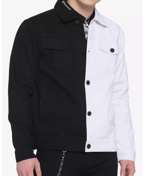 Black & White Split Denim Jacket