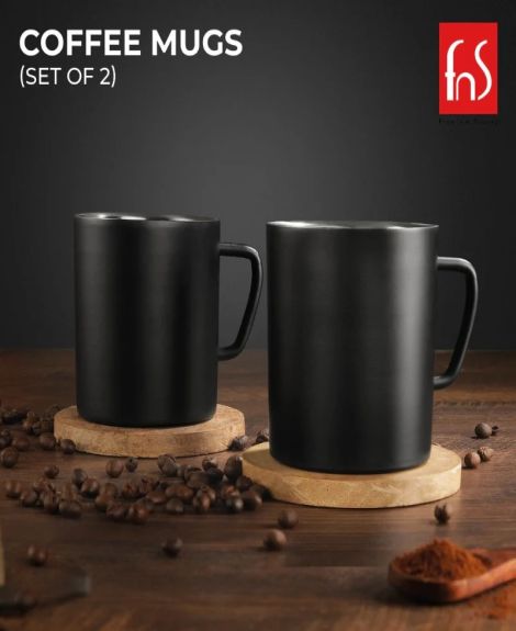 FNS Stainless Steel Coffee Mugs Black