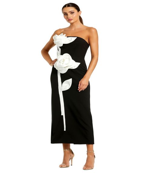 Mac Duggal Black & Ivory Crepe Fabric Strapless Dress
