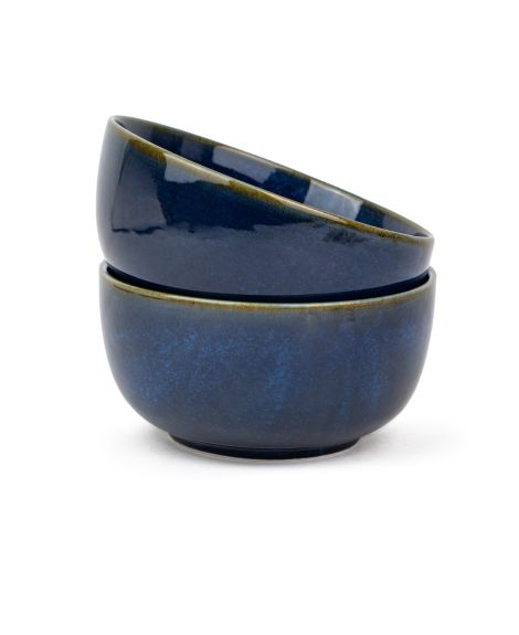 Ceramic Medium Bowl Set, 18cm, 2 Pieces, Blue Green | Self Reactive Collection