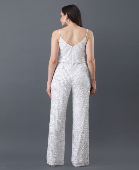 Ivory Luxe Embellished Party Jumpsuit