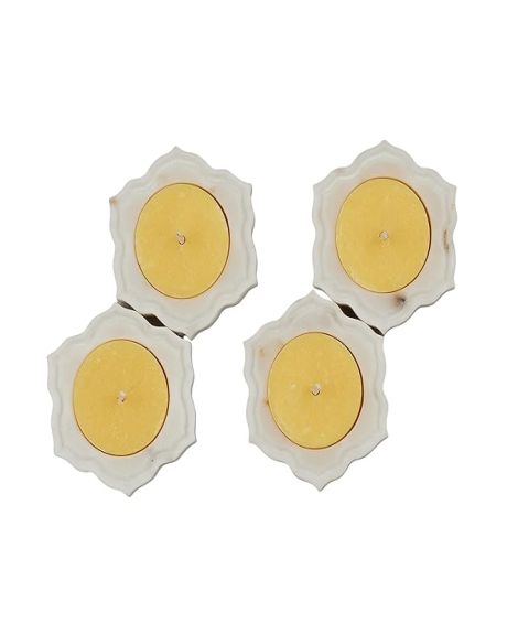Stone Essential White Marble Diya Set of 4 | Tealight Candle Holder for Decoration and Diwali Gift