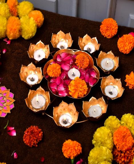 CraftVatika Urli Bowl Diwali Gift Items Decoration for Home decor,Diya Shape Flower Decorative Tealight Diwali Bowl for Floating Flowers and Tea Light Candles,Diwali Decoration (Pack of 5)