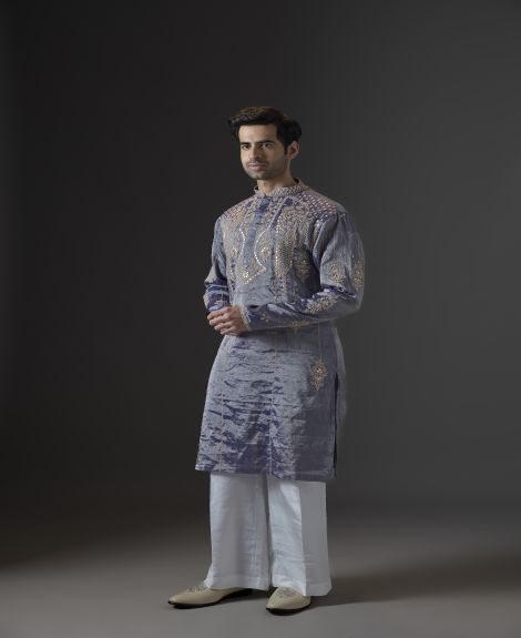 Dusky Orchid Kurta with Gold Embellishment