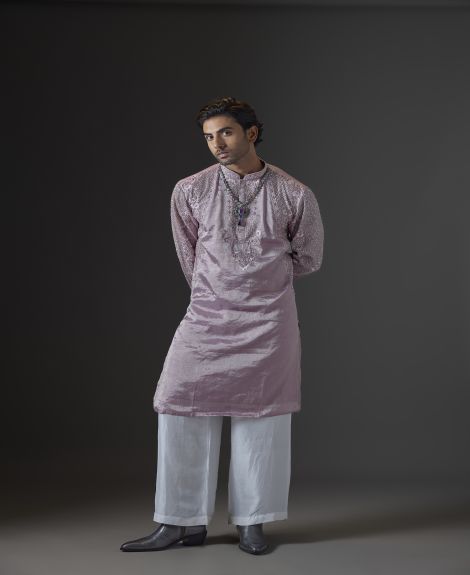 Mauve Jacquard Kurta Set