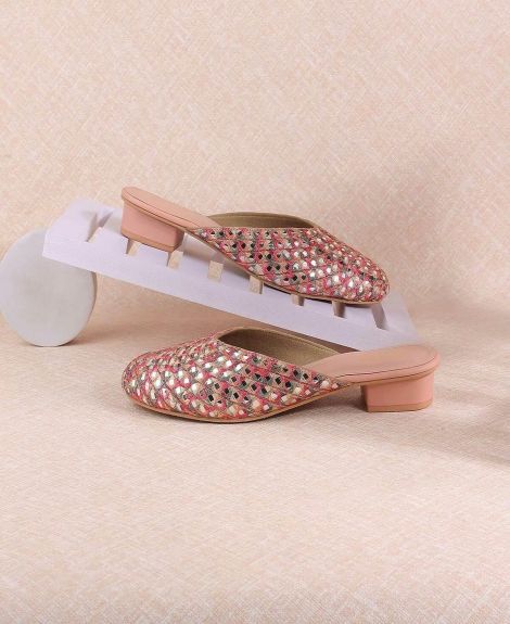 Women Pink Ethnic Slip Ons