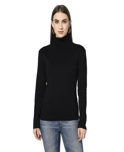 ESPRESSO Womens Roll-Up Turtle Neck Top