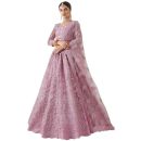 Bollyclues Women's Net Embroidered Semi-Stitched Lehenga Choli