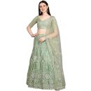 Bollyclues Women's Net Embroidered Semi-Stitched Lehenga Choli(LRC_Sami Stitched)