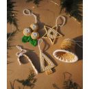 Ekibeki (Set of 5) Golden Grass Christmas Ornaments White (Small)