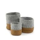 SASHAA WORLD Set of 3 Cotton Braided Basket Modern Home Decor Multifunctional Storage Basket for Table Storage Closet Desk Organizer (Grey)