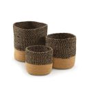 SASHAA WORLD Set of 3 Cotton Braided Basket Modern Home Decor Multifunctional Storage Basket for Table Storage Closet Desk Organizer (Black)