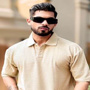 Maniac Mens Polo Neck Half Sleeve Biscuit Corduroy Fabric Tshirt