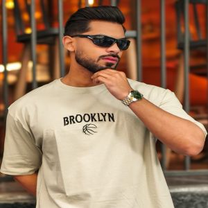 Maniac Men Printed Round Neck Half Sleeve Biscuit Cotton T-Shirt