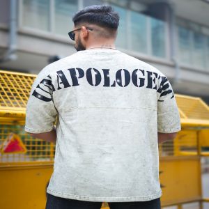 Maniac Mens Unapologetic Optic Wash Round Neck Half  Sleeve Blue Cotton T-Shirt