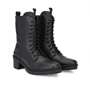 DELIZE, Textured Lace-Up Mid-Calf Length Boots
