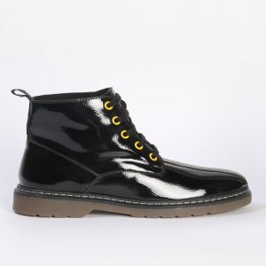 CATWALK, Panelled Patent Lace-Up Ankle-Length Boots