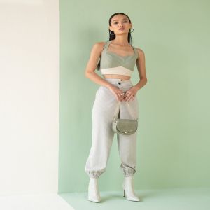 THE DAPPER LADY, Twill Sleeveless Crop Top