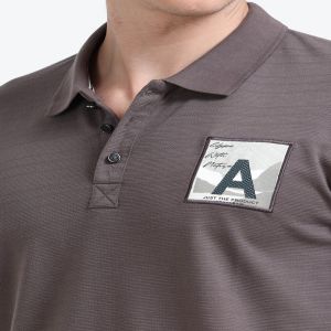 Stylesmyth Printed Chenille Knit Polo Half-Sleeve T-Shirt Smokey grey