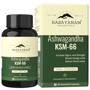 Rasayanam Ashwagandha KSM-66 (500 mg) | Extra Strength Natural Formulation | Support strength & energy | Withania Somnifera Extract - 60 Vegetarian Capsules