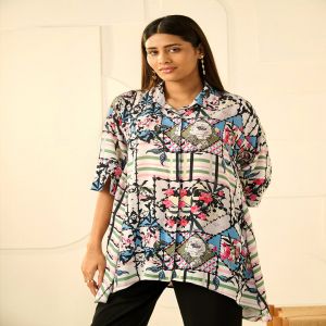 BLUE RESHA SIDE PANEL SHIRT