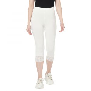 ESPRESSO Women's Viscose/Spandex 3/4th Lace Capris 