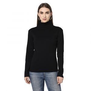 ESPRESSO Womens Roll-Up Turtle Neck Top