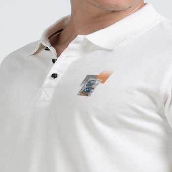 Stylesmyth Printed Chenille Knit Polo Half-Sleeve T-Shirt White