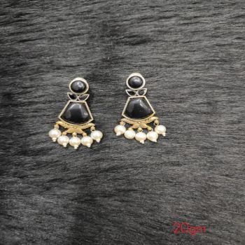 Brass Silver Oxidised BlackAvnita Earrings