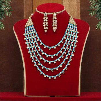 Firozi Color Kundan Necklace Set