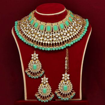 Pista Green Color Kundan Bridal Choker Necklace Set