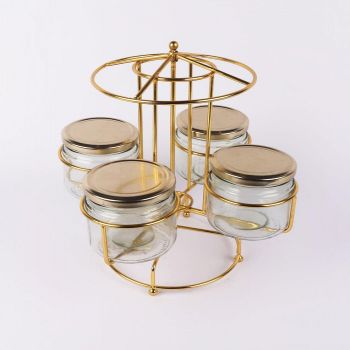 IKIRU
Golden Rotating Round Container Stand | Dry Fruit Serving Platter For Kitchen