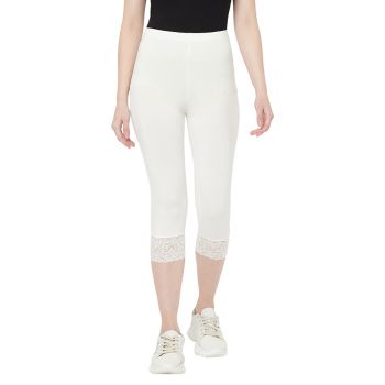ESPRESSO Women's Viscose/Spandex 3/4th Lace Capris 