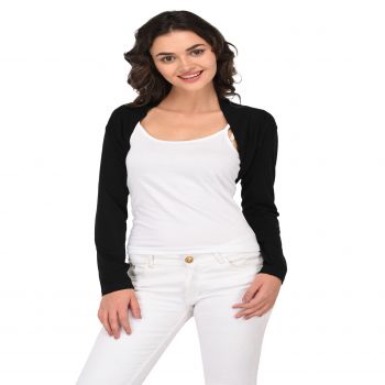 ESPRESSO Women's Viscose Spandex Solid Full Sleeve Bolero Shrug 