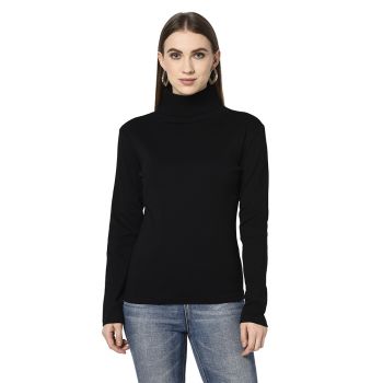 ESPRESSO Womens Roll-Up Turtle Neck Top