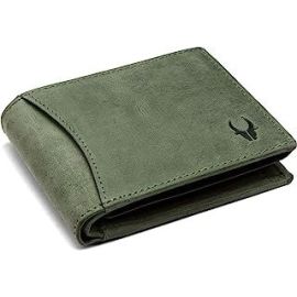 Green Leather Wallet for Men I 9 Card Slots I 2 Currency & Secret Compartments I 1 Zipper & 3 ID Card Slots