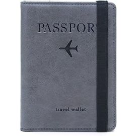 Slim Leather Travel Passport Wallet Casual Solid Credit Card Holder Money Wallet ID Multifunction Documents Flight License Purse - Grey……