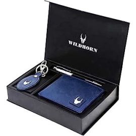 Gift Hamper for Men I Leather Wallet, Keychain & Pen Combo Gift Set I Gift for Friend, Boyfriend,Husband,Father, Son etc