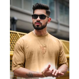 Maniac Mens MC Ombre Effect Round Neck Half Sleeve Biscuit Cotton T-Shirt