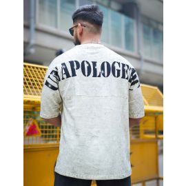 Maniac Mens Unapologetic Optic Wash Round Neck Half  Sleeve Blue Cotton T-Shirt