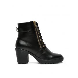 BRUNO MANETTI, Ankle-Length Lace-Up Boots with Zip-Closure