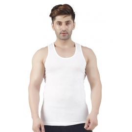 Men's White Round Neck Sleeveless Vest RN
