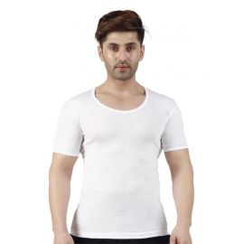 Men's White Round Neck Half Sleeves RNS