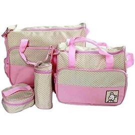 Baby Bucket Baby Diaper Nappy Changing Baby Diaper Bag / Baby Bag / Mummy Bag / Handbag (5 pcs. Set Pink)